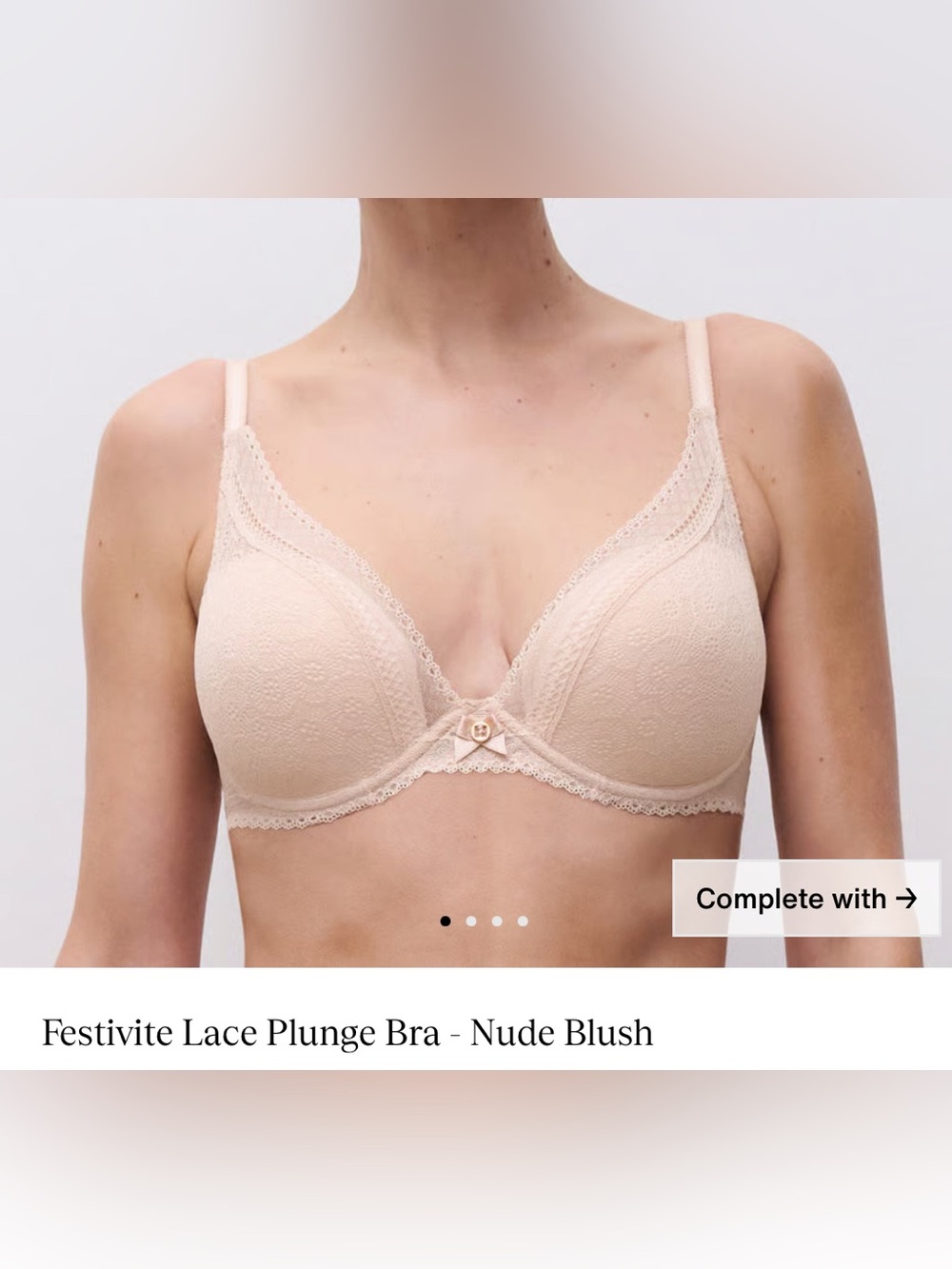 NEW Chantelle Festivite Lace Plunge Bra C36820 size 38C Nude Blush $94 ~with tag